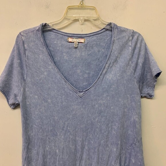 Eri + Ali Anthropologie Size XS Blue Peplum Asymmetrical Fluttered Hem Blouse - Picture 3 of 6